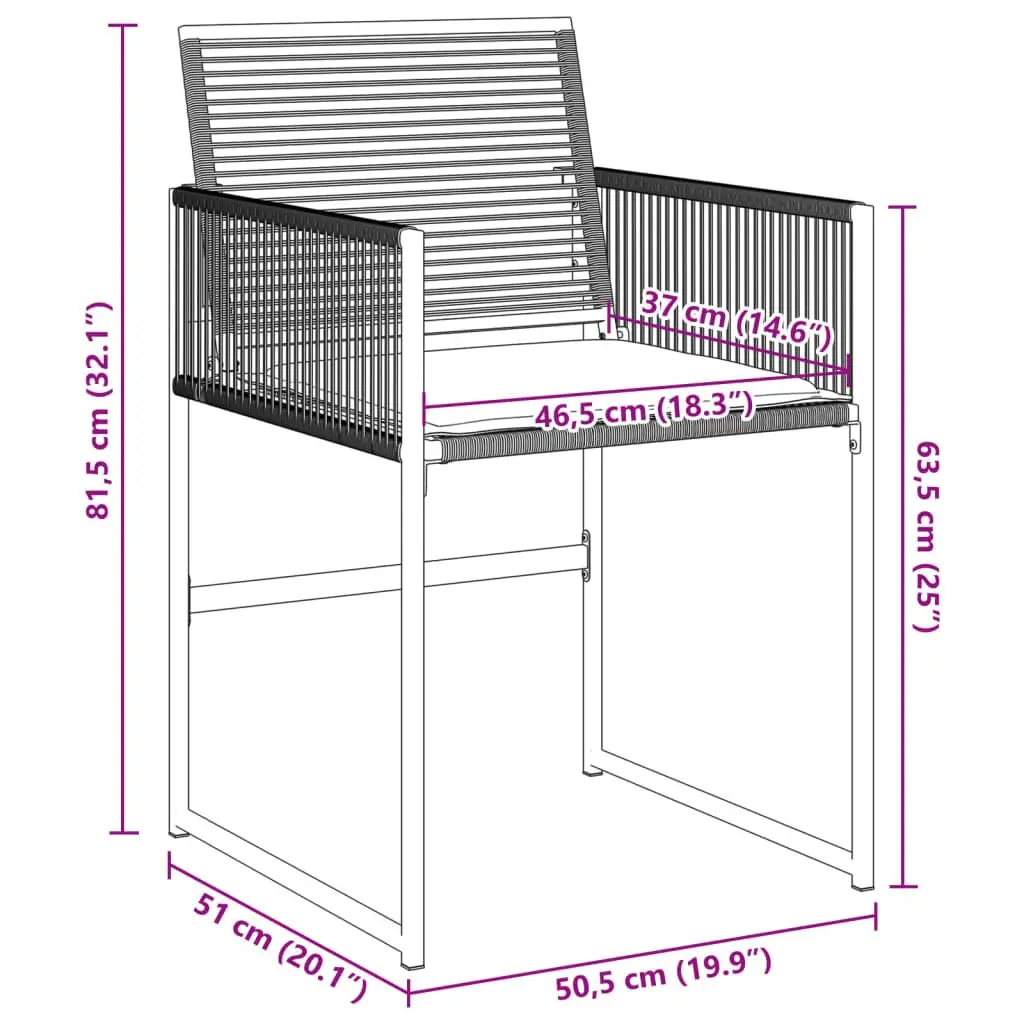 Black Poly Rattan Chairs Set of 4