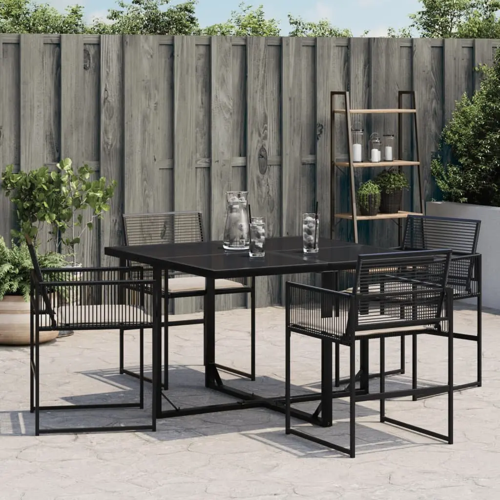 Black Poly Rattan Chairs Set of 4
