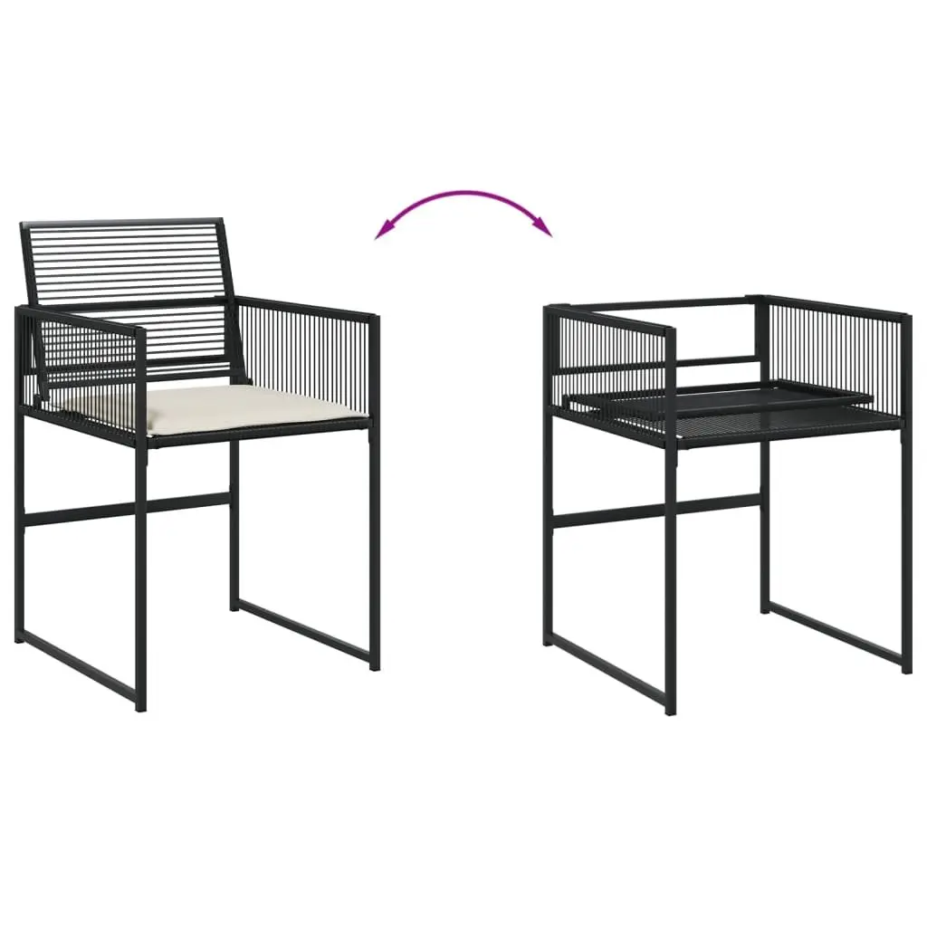 Black Poly Rattan Chairs Set of 4