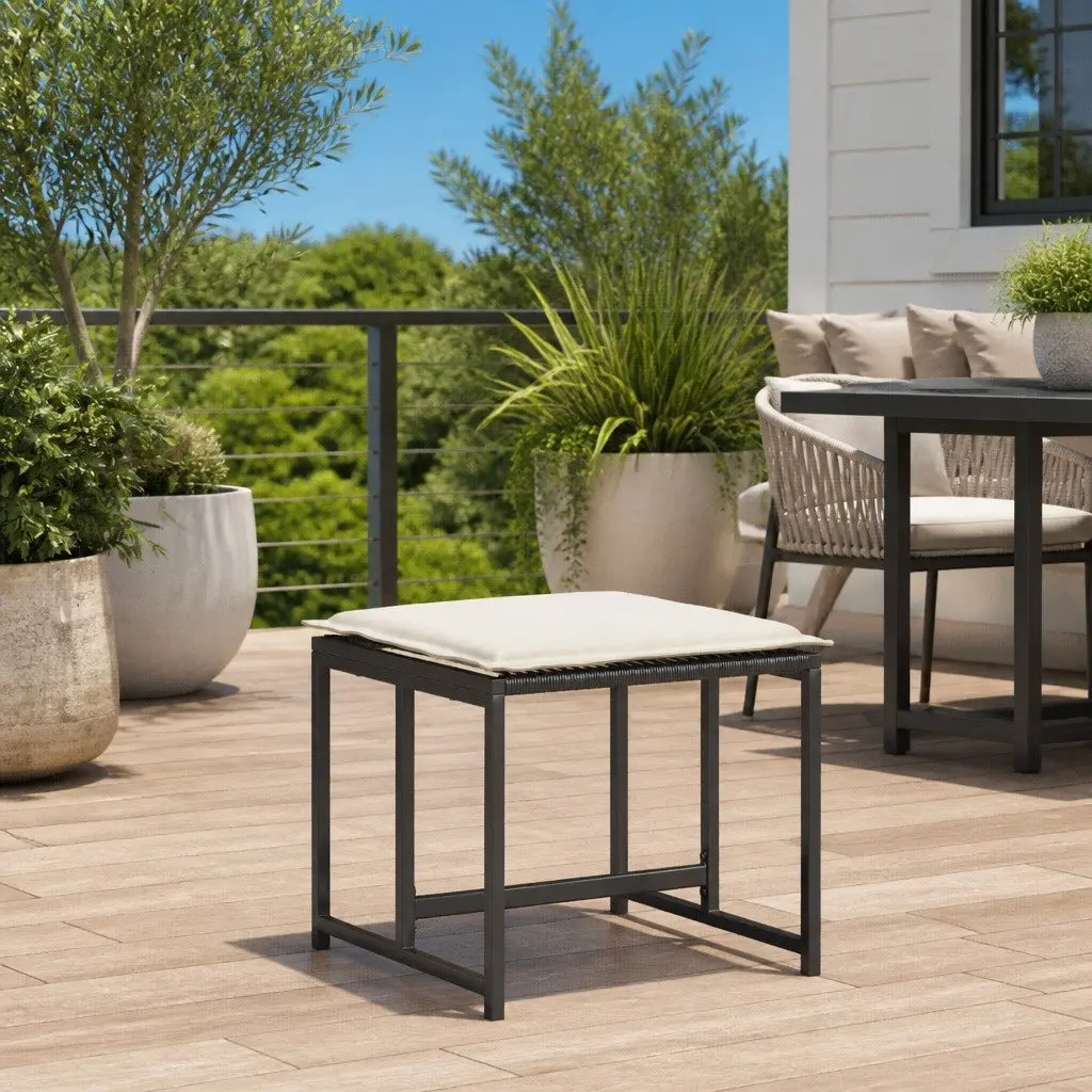 Black Outdoor Stools with Cushions for Gardens