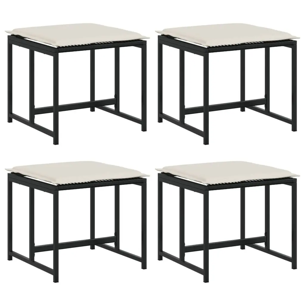 Black Outdoor Stools with Cushions for Gardens