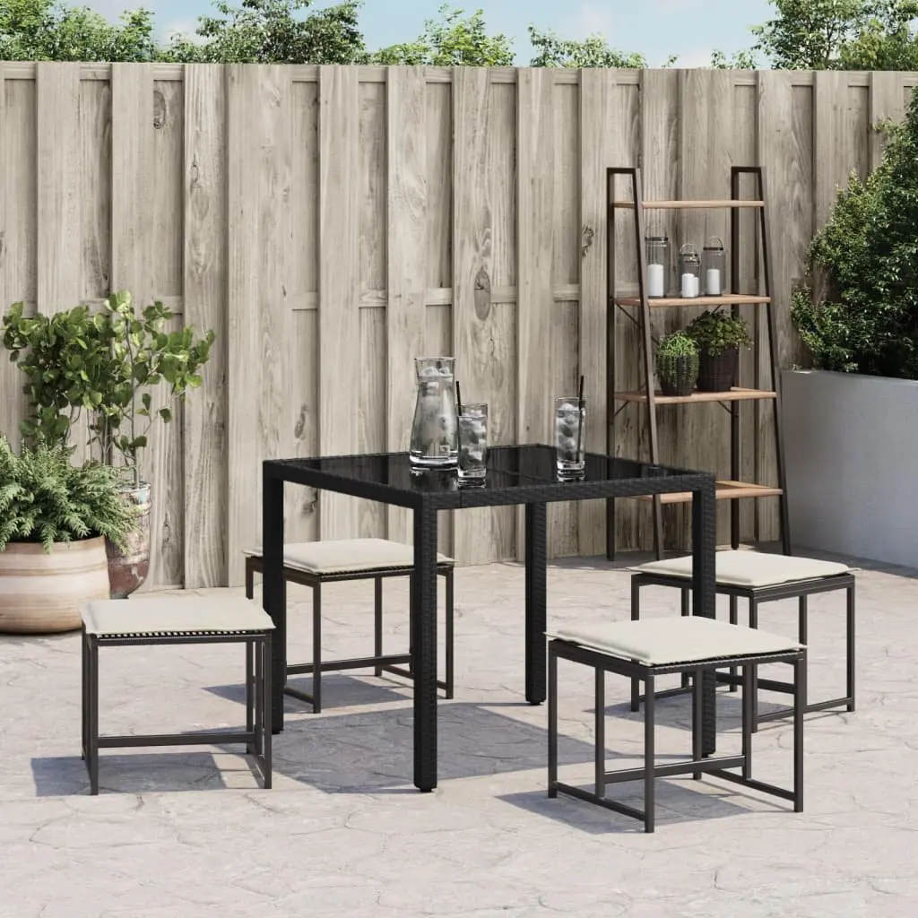 Black Outdoor Stools with Cushions for Gardens