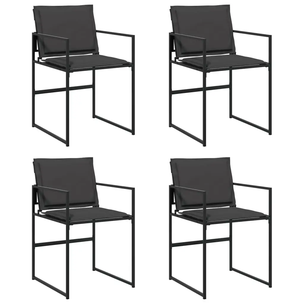Outdoor Garden Chairs Set 4 pcs Black Steel Frame Textilene Seat Cushions