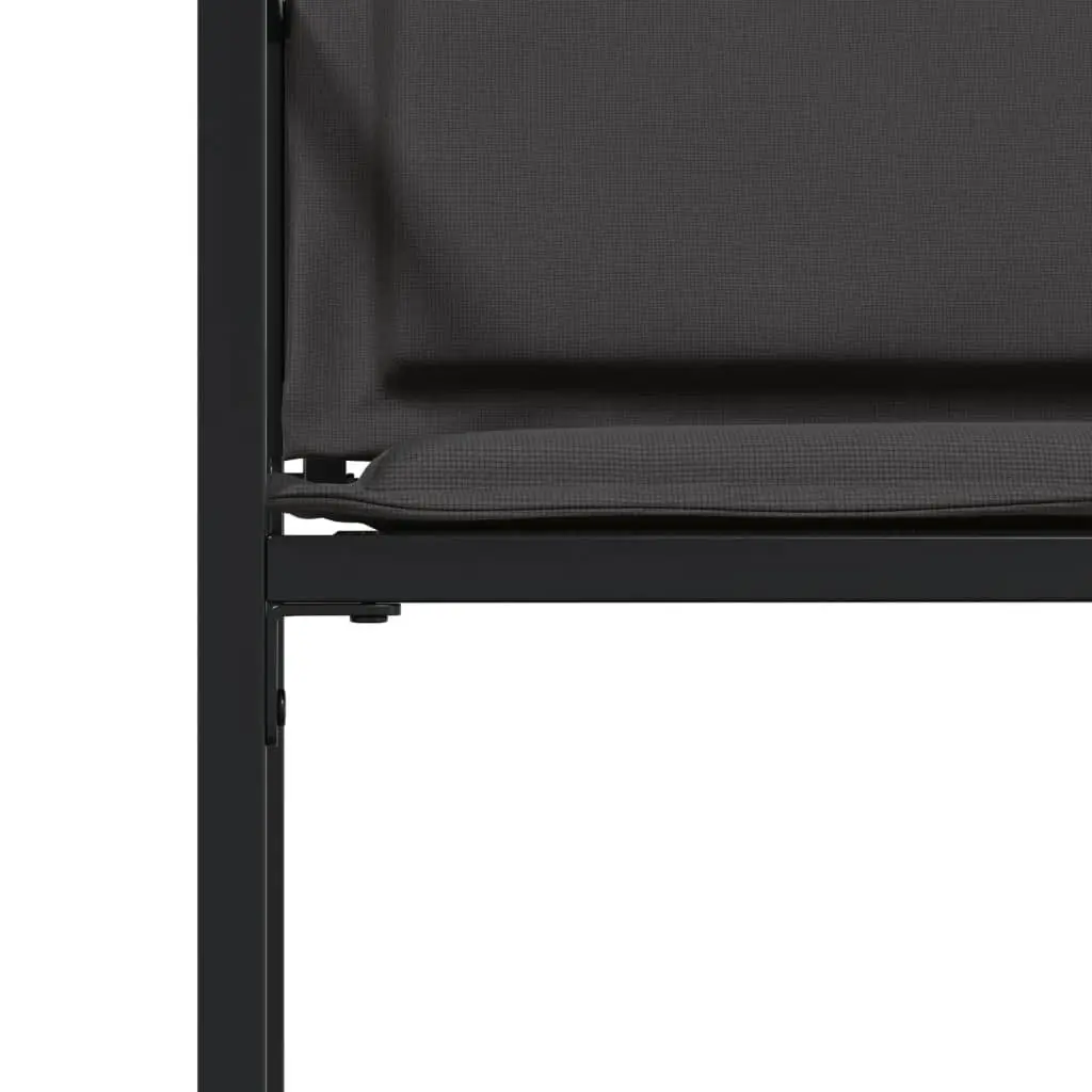 Outdoor Garden Chairs Set 4 pcs Black Steel Frame Textilene Seat Cushions