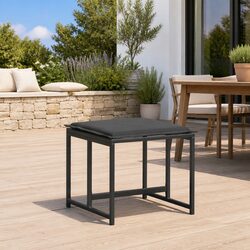 4-Piece Garden Stool Set: Black Steel and Cushions