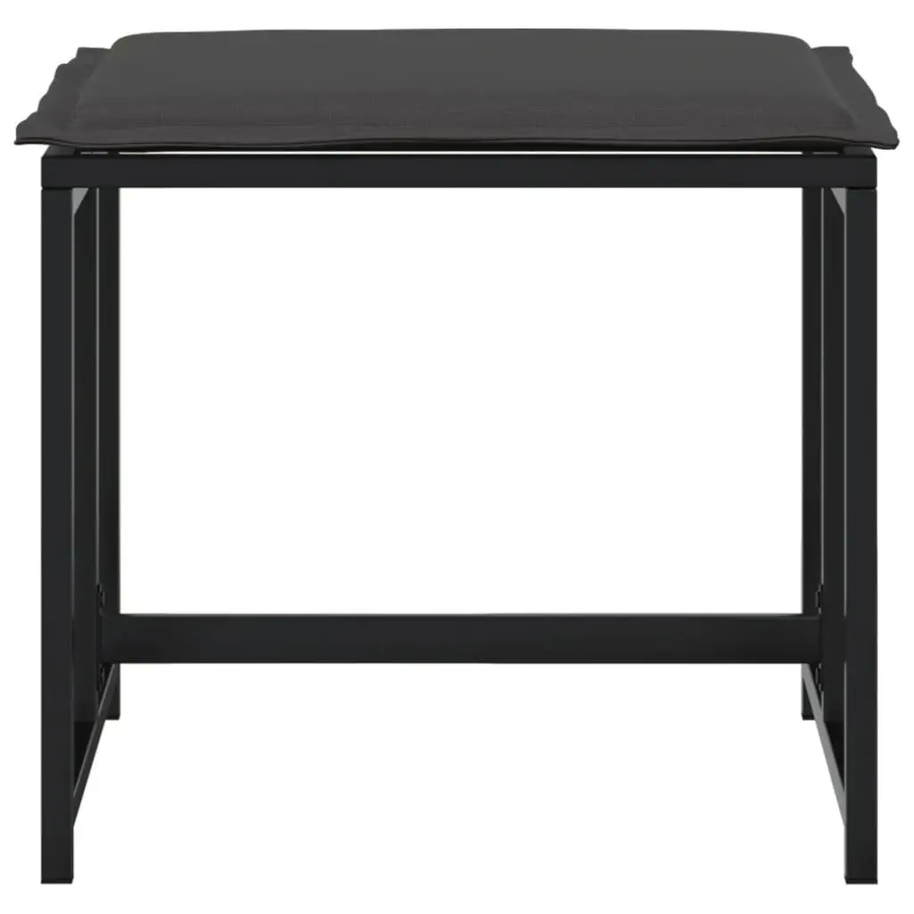 Outdoor Garden Stools Cushions 4 Piece Set Black Steel Textilene