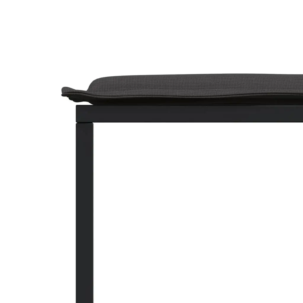 Outdoor Garden Stools Cushions 4 Piece Set Black Steel Textilene