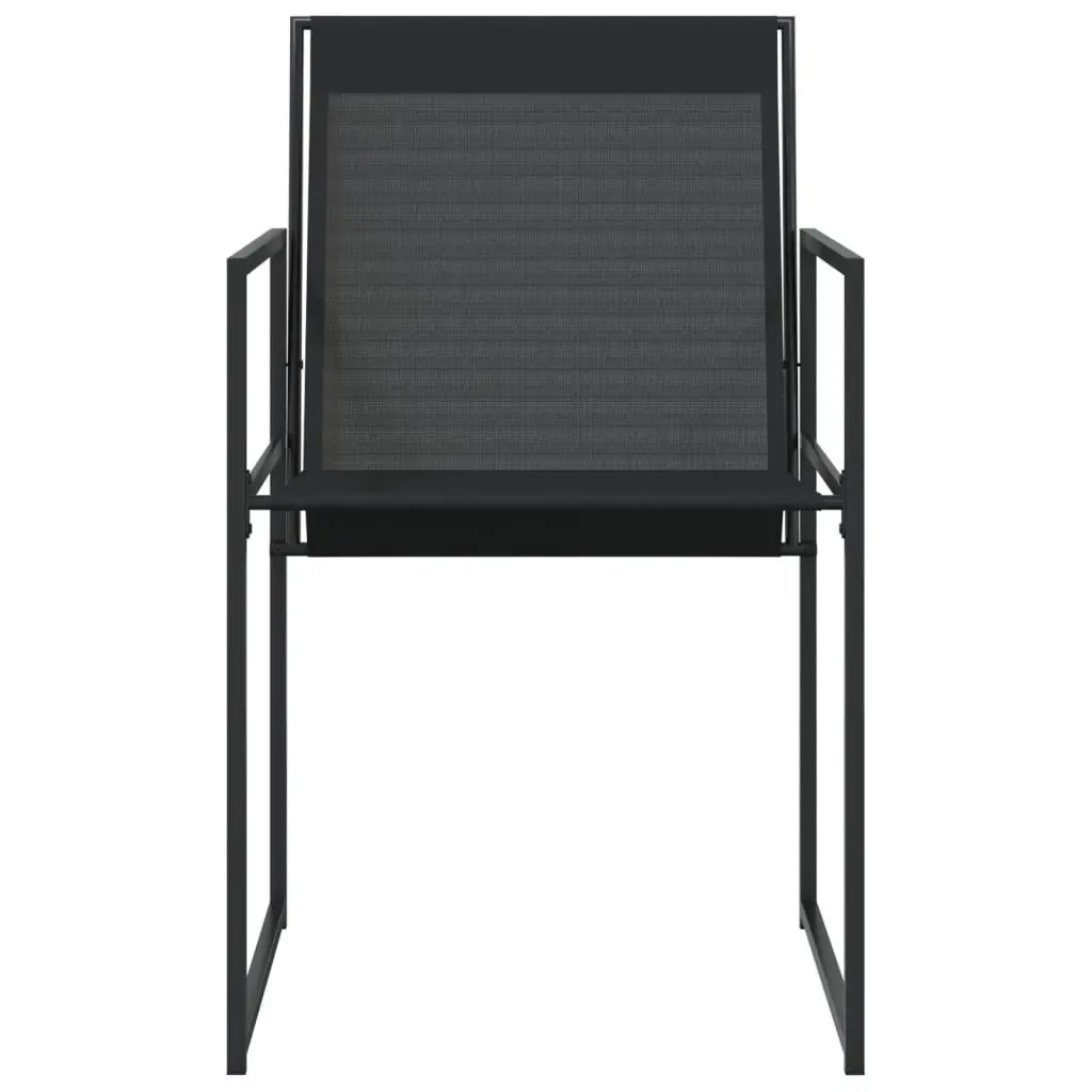 Outdoor Garden Chairs Folding Backrest 4 Piece Black Steel Textilene Durable