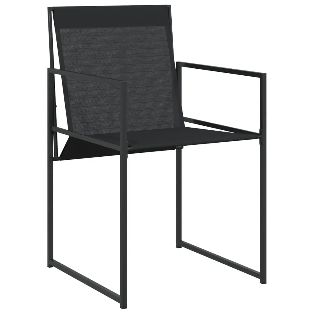 Outdoor Garden Chairs Folding Backrest 4 Piece Black Steel Textilene Durable