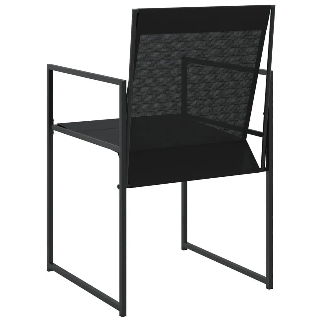 Outdoor Garden Chairs Folding Backrest 4 Piece Black Steel Textilene Durable