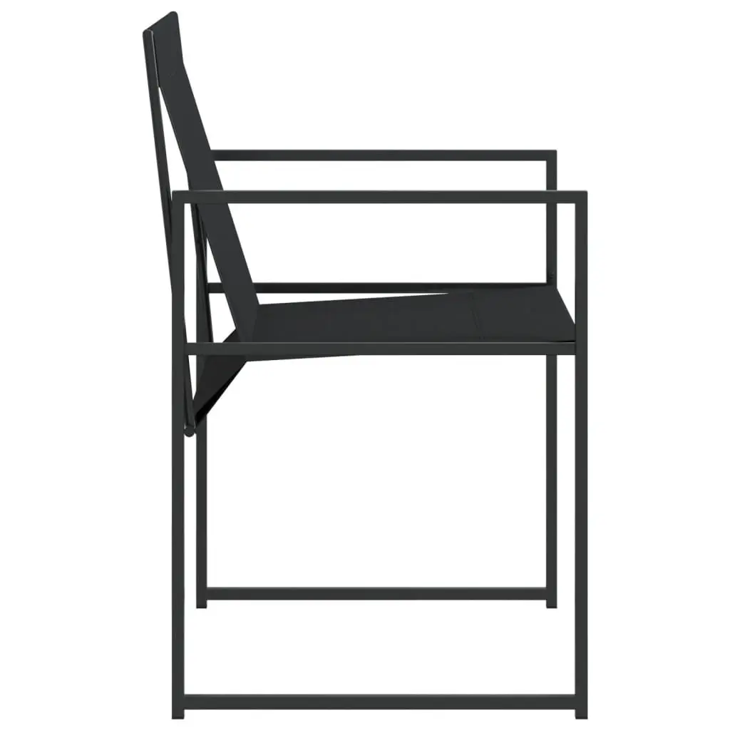 Outdoor Garden Chairs Folding Backrest 4 Piece Black Steel Textilene Durable