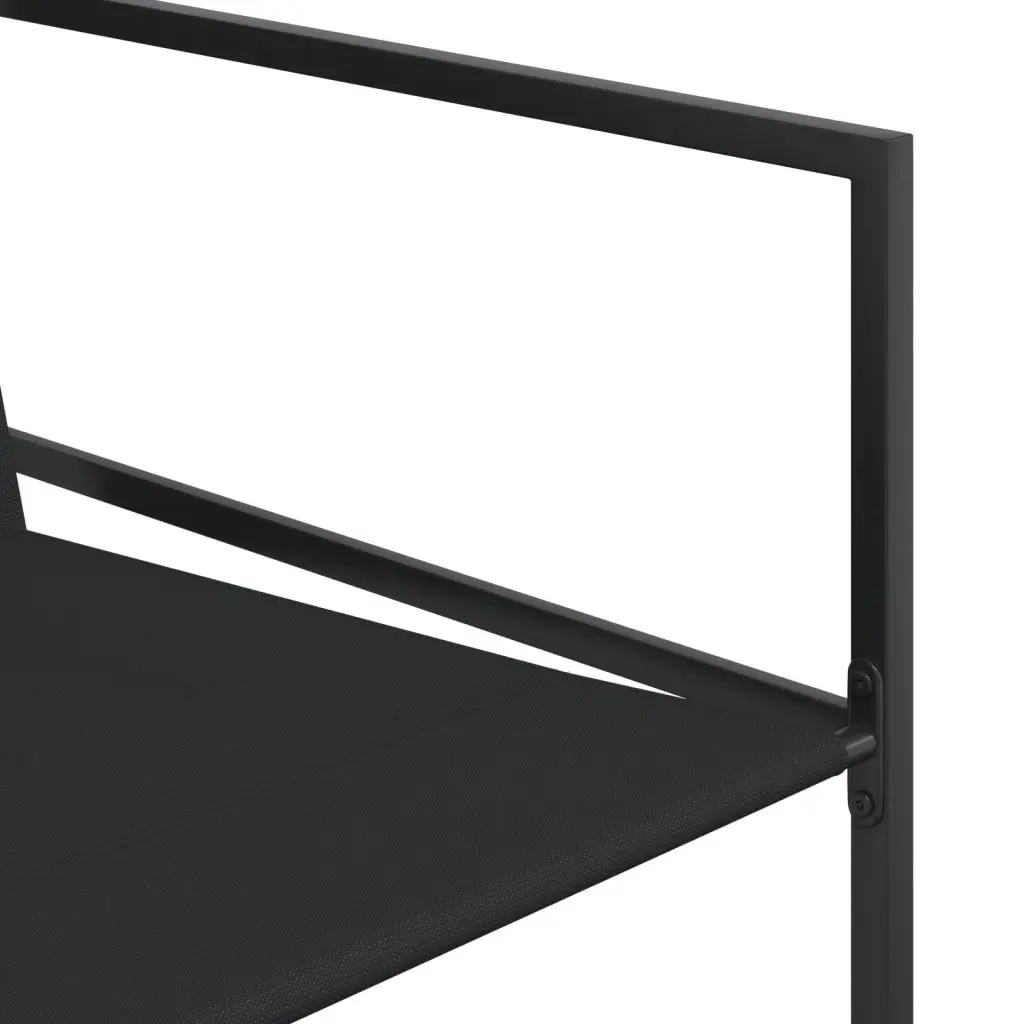 Outdoor Garden Chairs Folding Backrest 4 Piece Black Steel Textilene Durable
