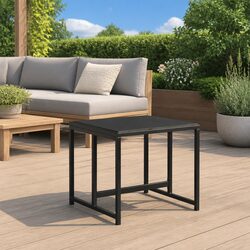 Outdoor Garden Stools 4 Pieces Black Steel Textilene Footrest Patio Lounge