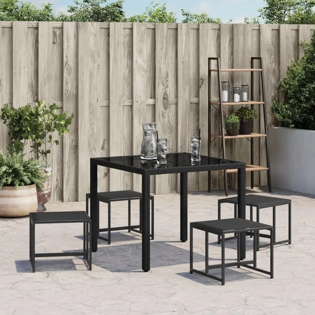 Garden Stools 4 Pieces Footrest Black Steel Textilene Outdoor Patio Lounge