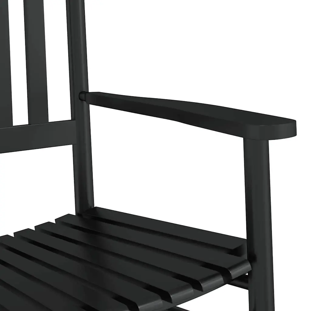 Rocking Chair Indoor Outdoor Use Black Curved Seat High Back Armrests Wood