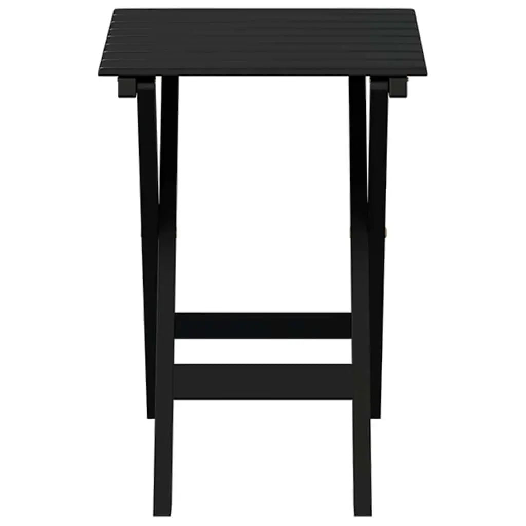 Foldable Side Table Black Outdoor Indoor Poplar Wood Portable Lightweight