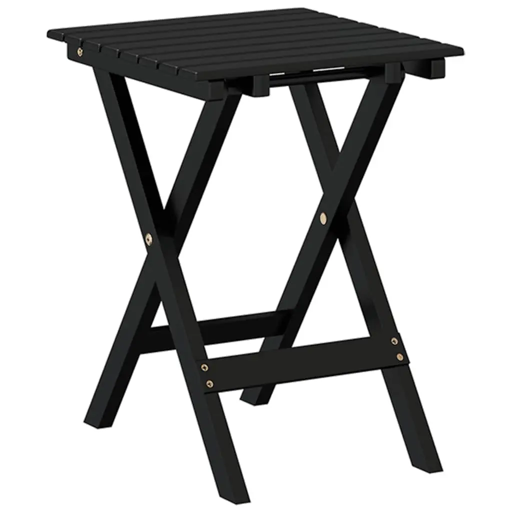 Foldable Side Table Black Outdoor Indoor Poplar Wood Portable Lightweight