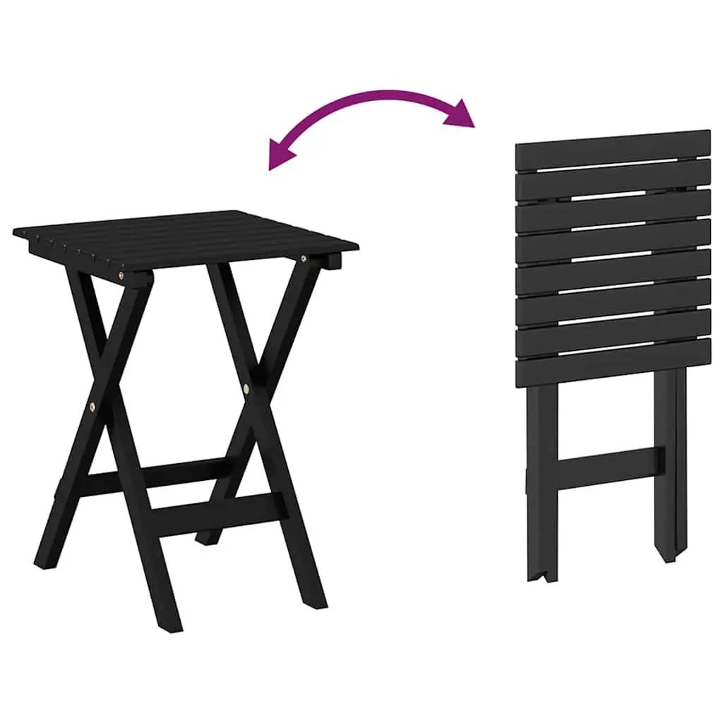 Foldable Side Table Black Outdoor Indoor Poplar Wood Portable Lightweight