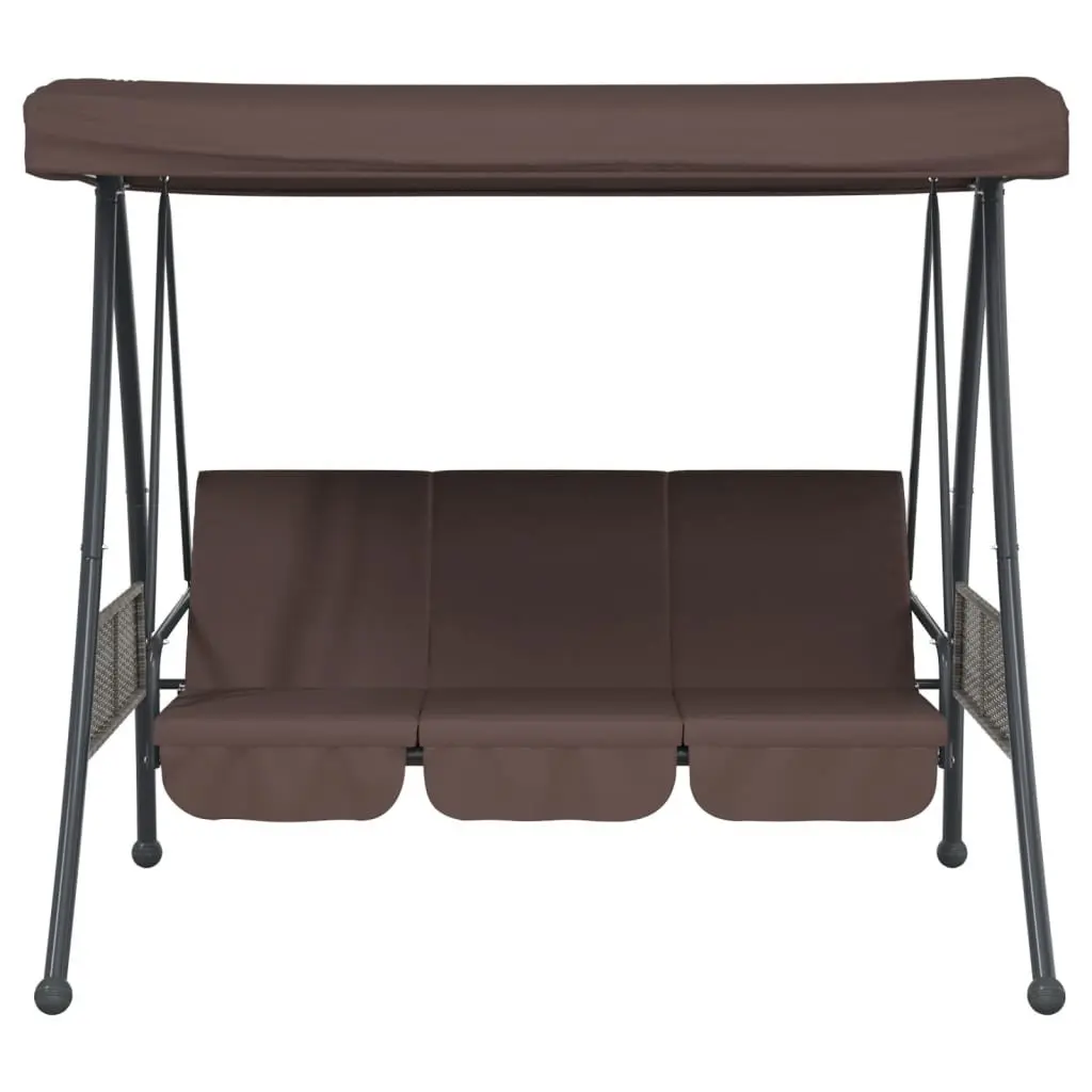 Garden Swing Bench 2-in-1 Lounger Adjustable Canopy Brown Outdoor Patio Seating