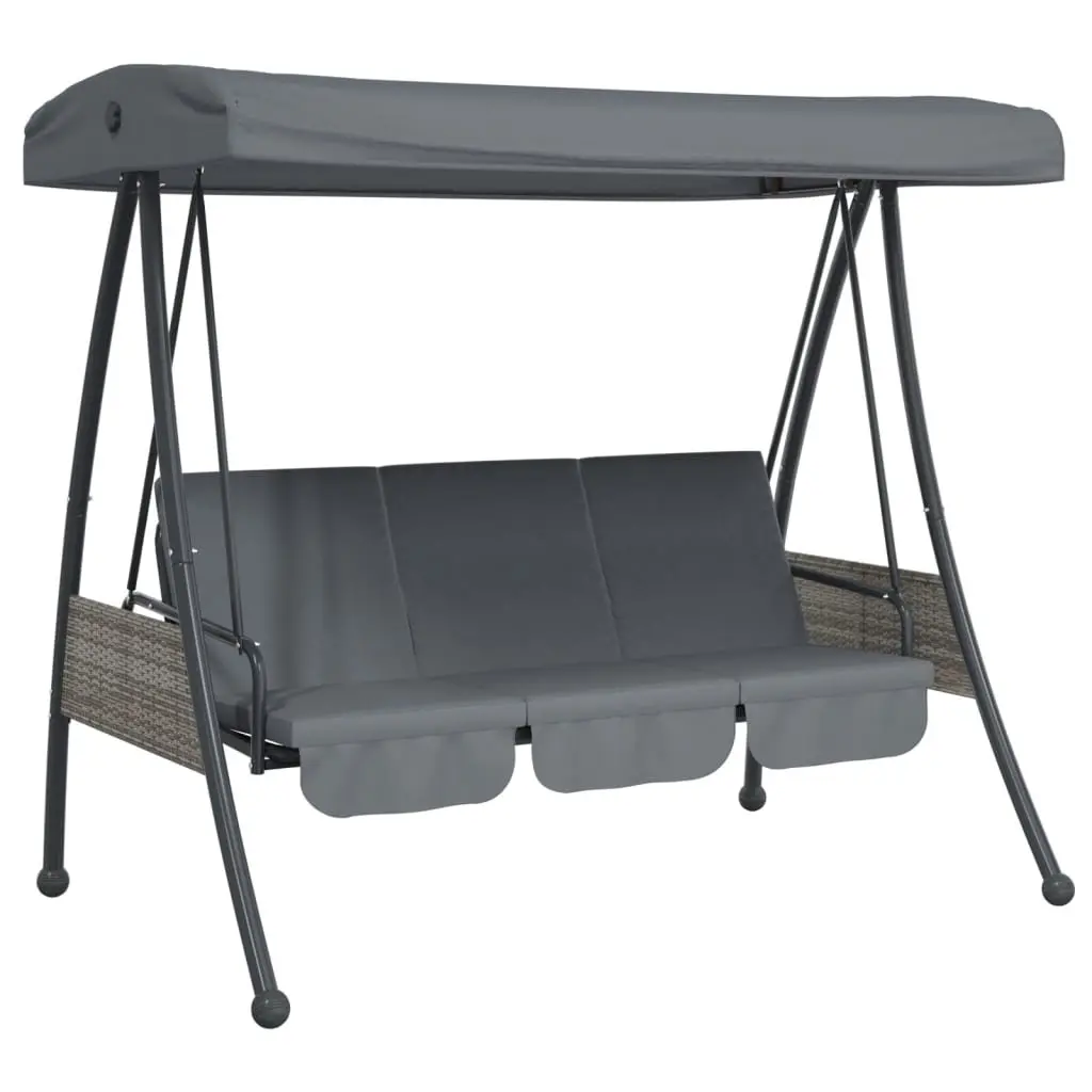 Garden Swing Bench Adjustable Canopy Outdoor Lounge Chair Grey
