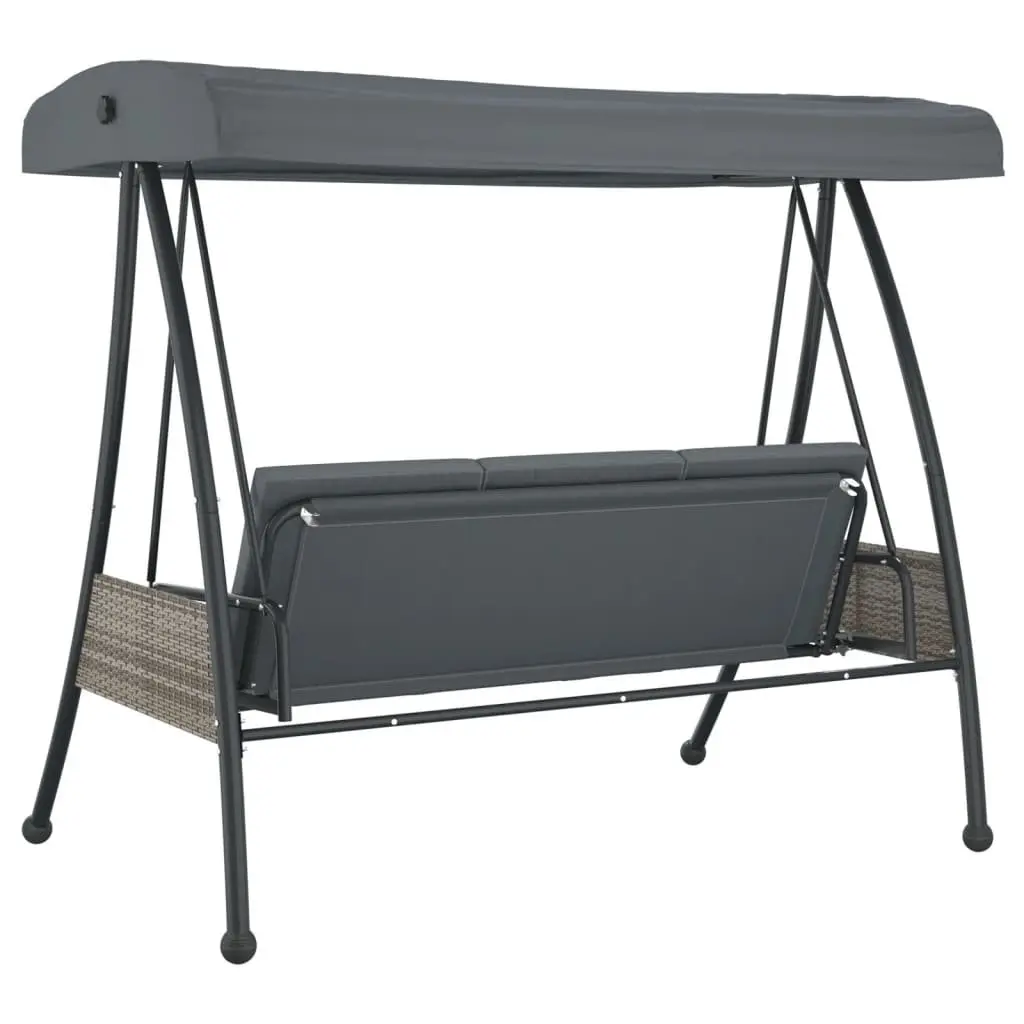 Garden Swing Bench Adjustable Canopy Outdoor Lounge Chair Grey