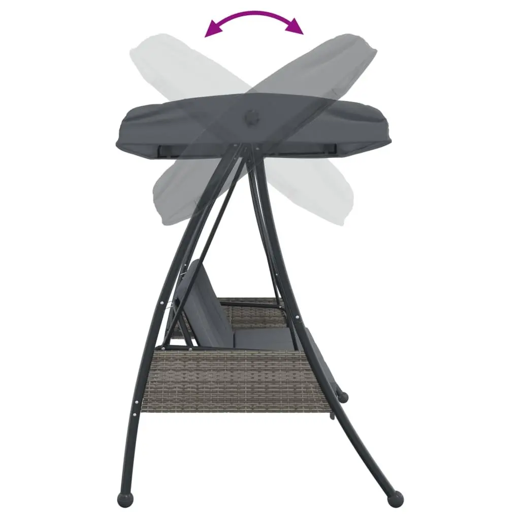 Garden Swing Bench Adjustable Canopy Outdoor Lounge Chair Grey
