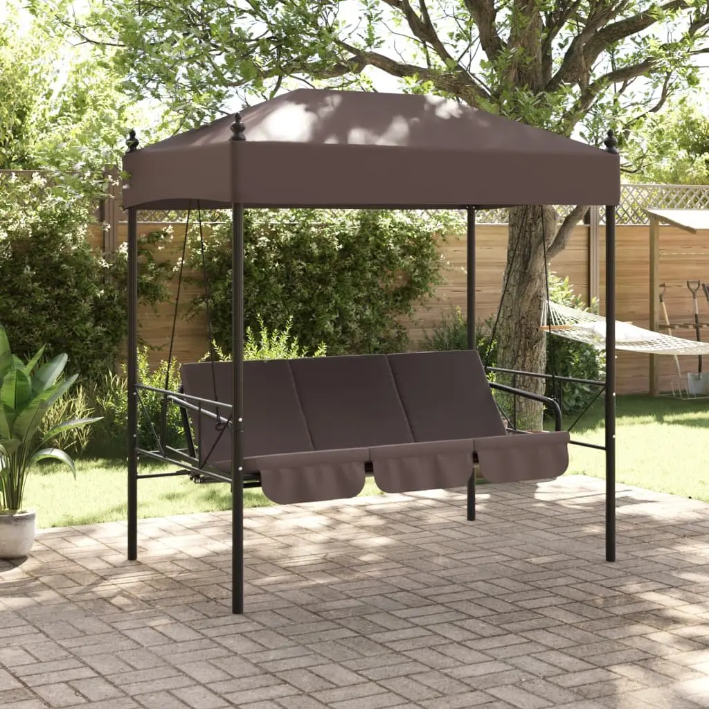 Garden Swing Bench Canopy Outdoor Seating 2-3 People Brown