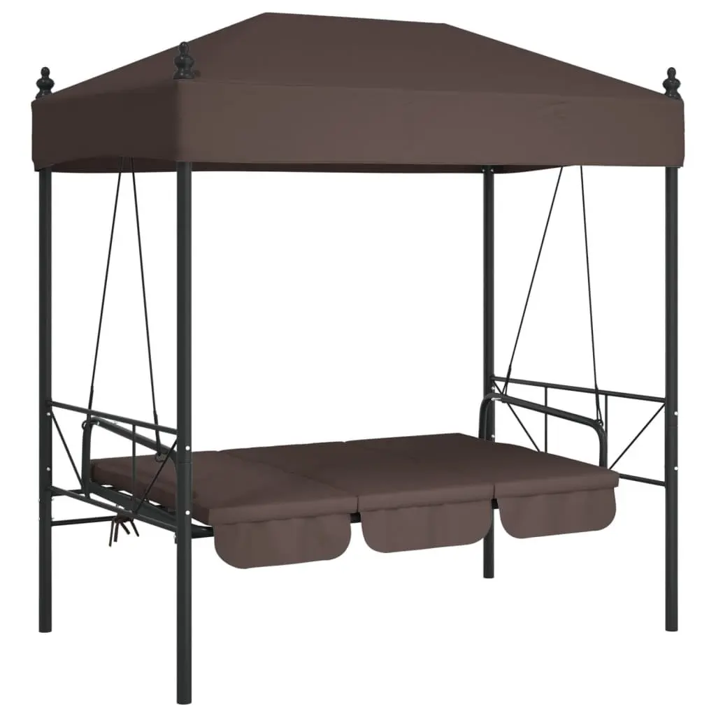 Garden Swing Bench Canopy Outdoor Seating 2-3 People Brown
