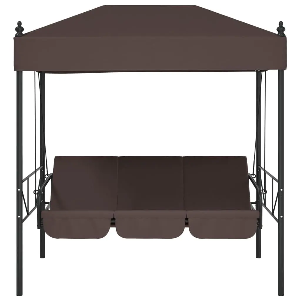 Garden Swing Bench Canopy Outdoor Seating 2-3 People Brown