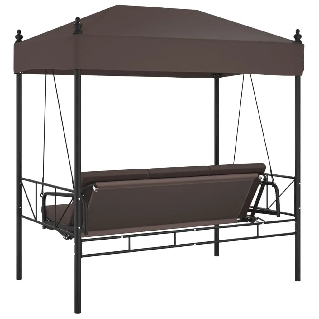Garden Swing Bench Canopy Outdoor Seating 2-3 People Brown