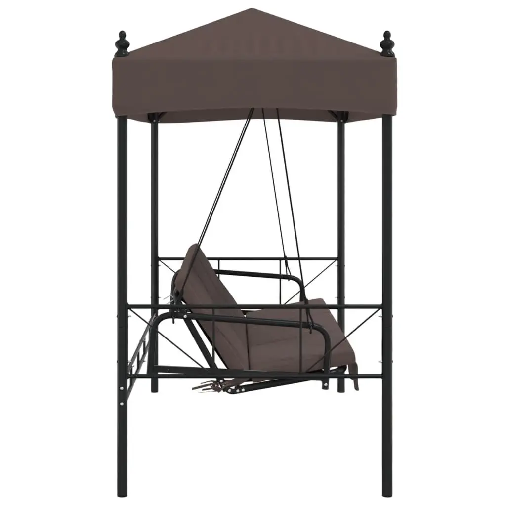 Garden Swing Bench Canopy Outdoor Seating 2-3 People Brown