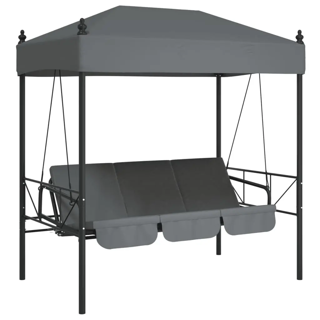 Garden Swing Bench Canopy Outdoor Seating Chair 2-3 Person Grey