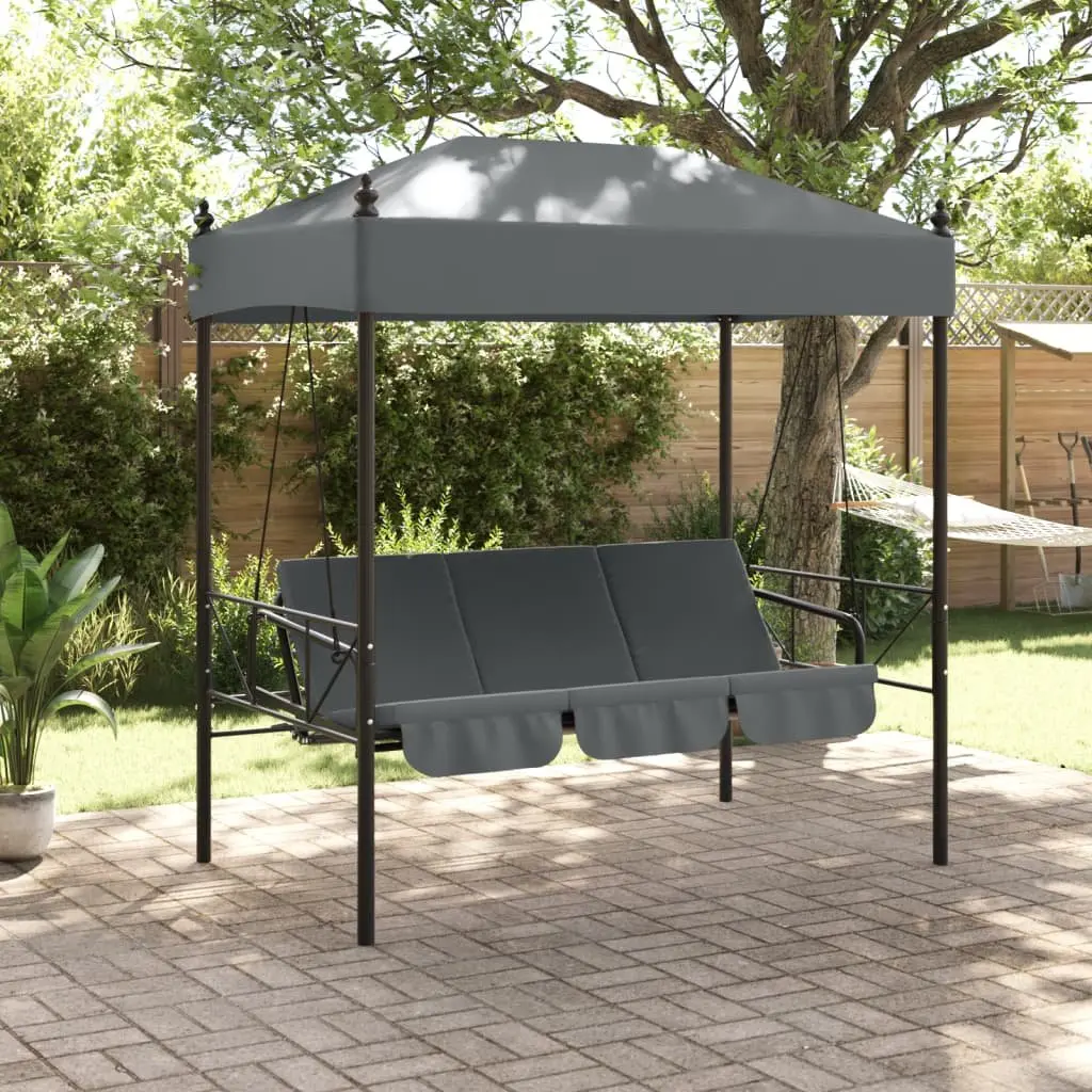 Garden Swing Bench Canopy Outdoor Seating Chair 2-3 Person Grey