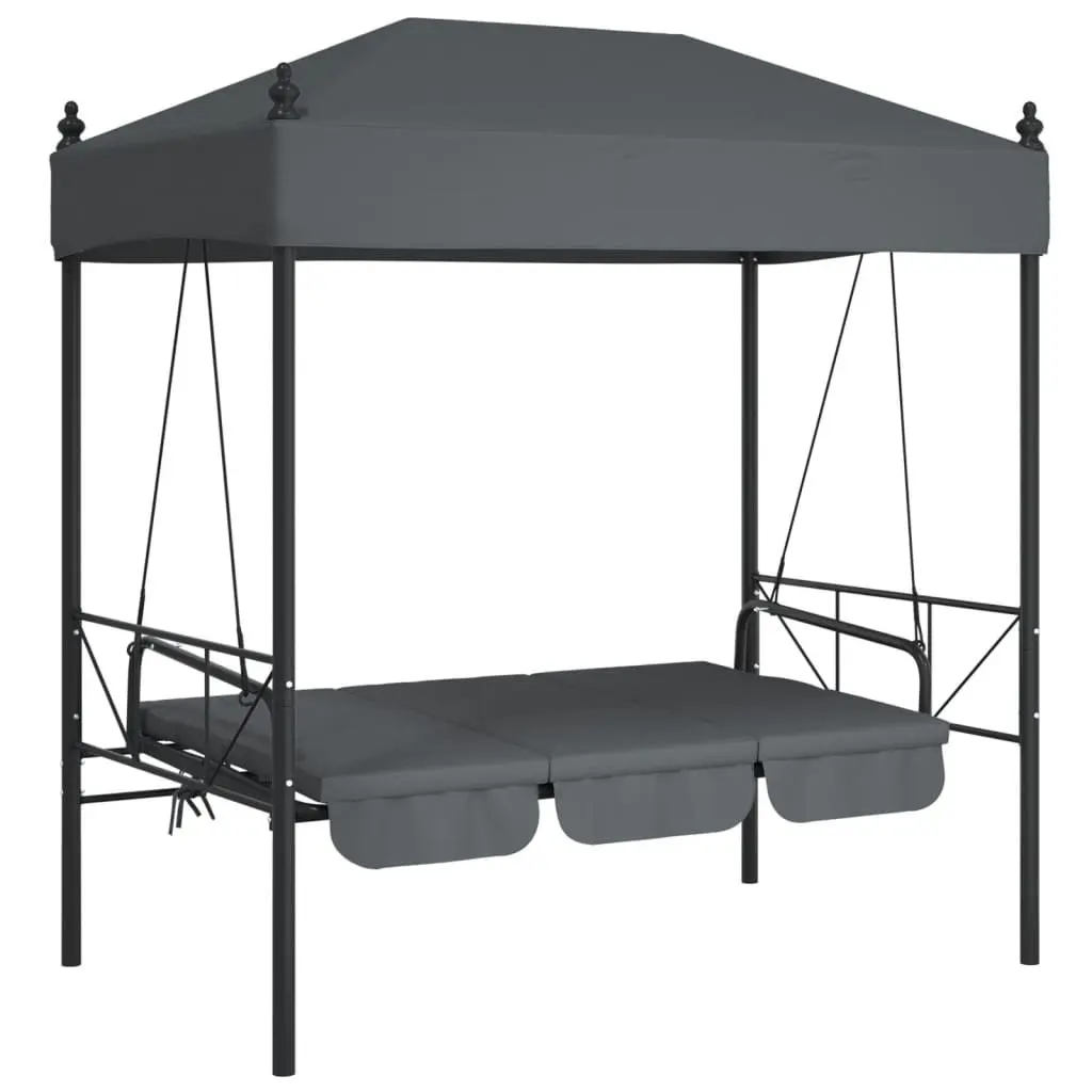 Garden Swing Bench Canopy Outdoor Seating Chair 2-3 Person Grey