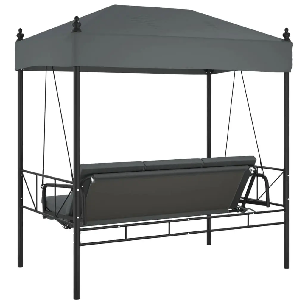 Garden Swing Bench Canopy Outdoor Seating Chair 2-3 Person Grey