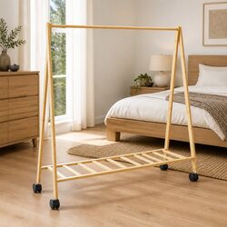 Bamboo Clothes Rack with Wheels: Practical and Space-Saving