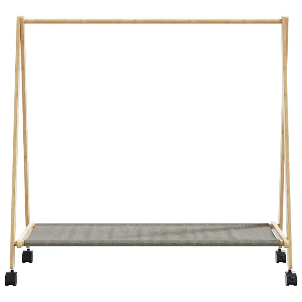 Bamboo Clothes Rack Garment Organiser Foldable with Shelves Wheels Brown
