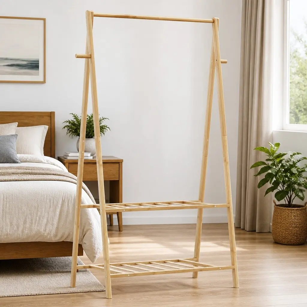 Bamboo Clothes Rack Garment Organiser 96 x 45.5 x 150.5 cm Brown