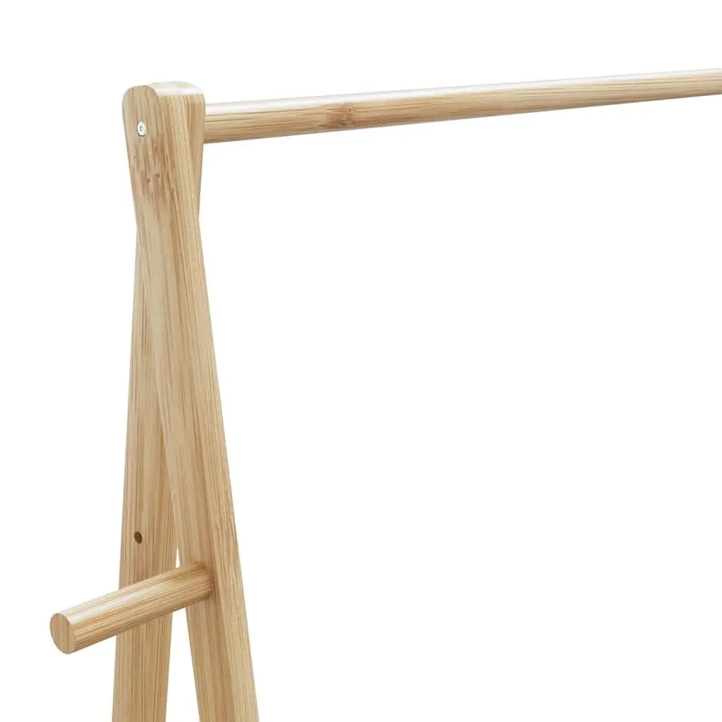 Bamboo Clothes Rack with Shelves and Wheels Organiser 132 x 45.5 x 155.5 cm Brown