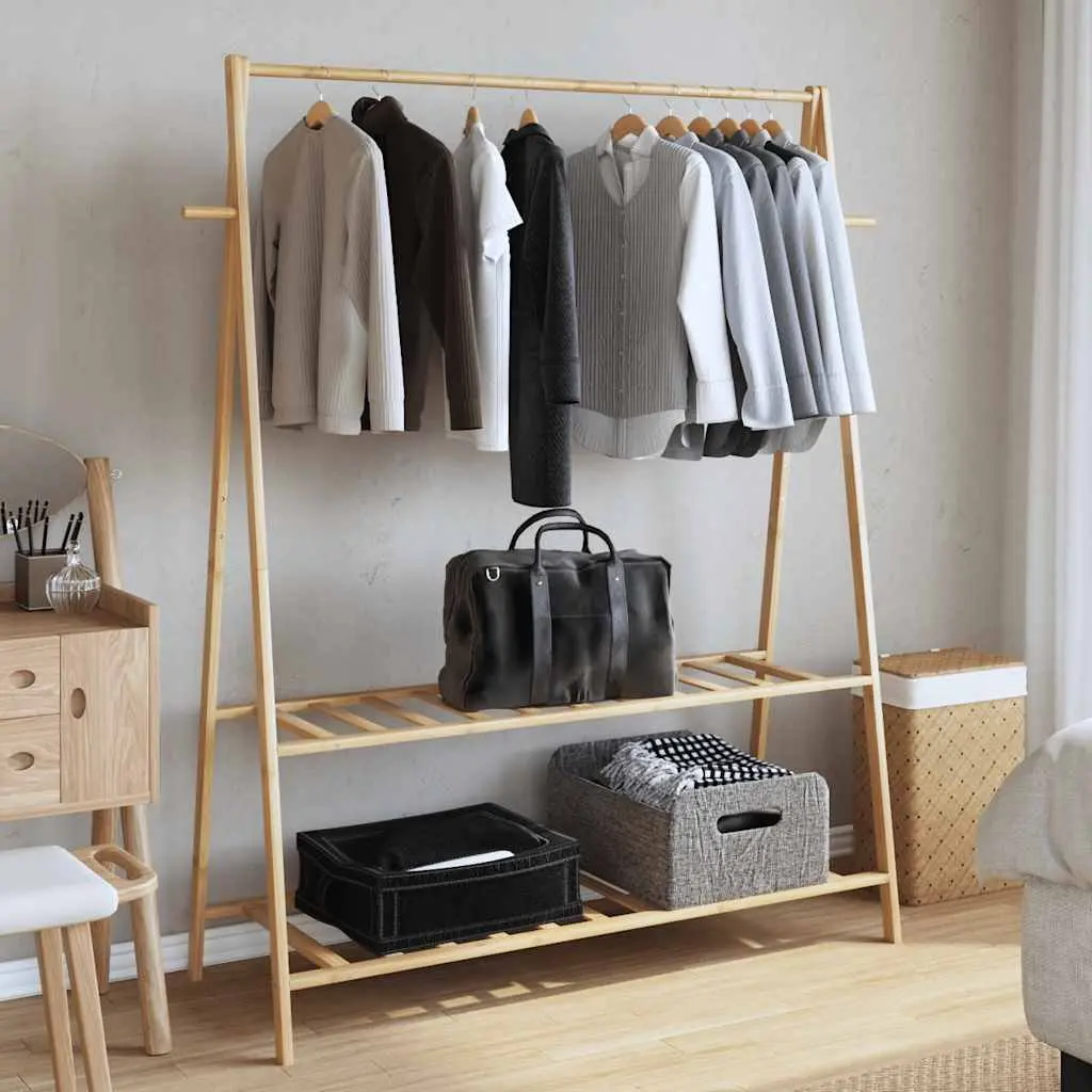 Bamboo Clothes Rack Foldable Garment Organiser Storage 132 x 45.5 x 150.5 cm Brown
