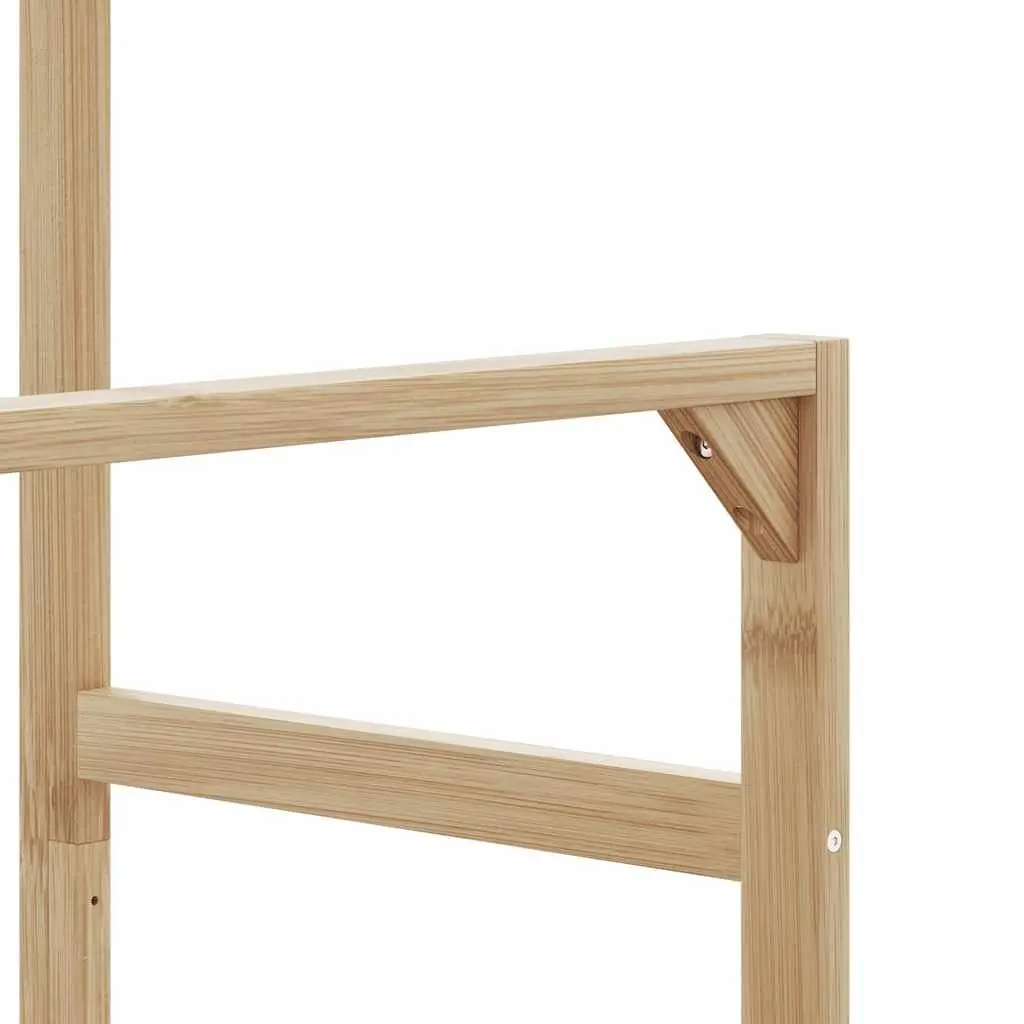 Bamboo Clothes Rack Garment Storage 90x35x155cm Brown with Shelves and Wheels