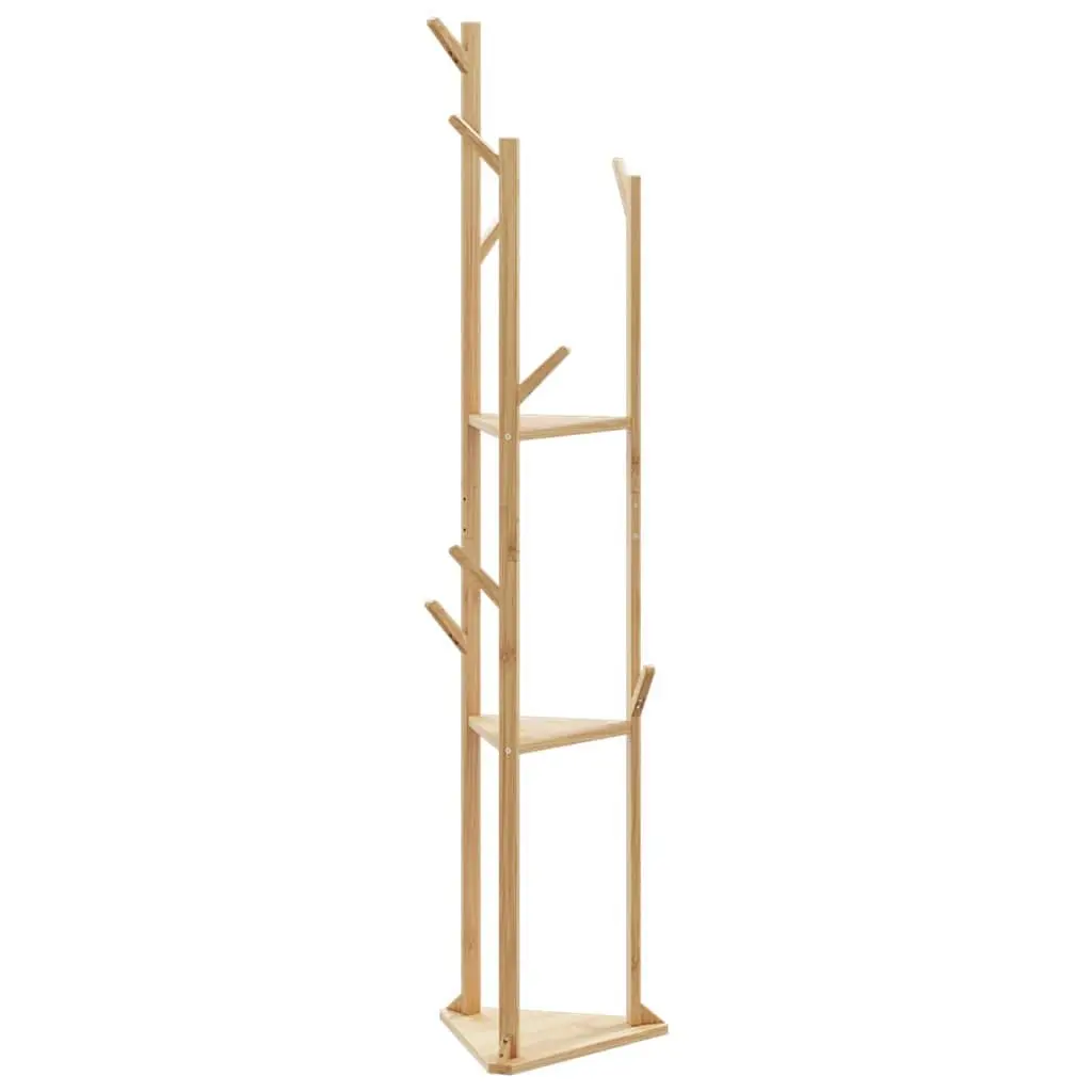 Coat Stand Bamboo Clothing Rack Entryway Hallway Storage 39 x 33 x 166 cm Brown
