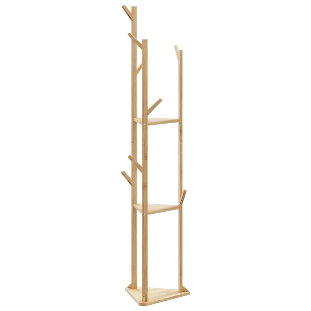 Coat Stand Bamboo Clothing Rack Entryway Hallway Storage 39 x 33 x 166 cm Brown