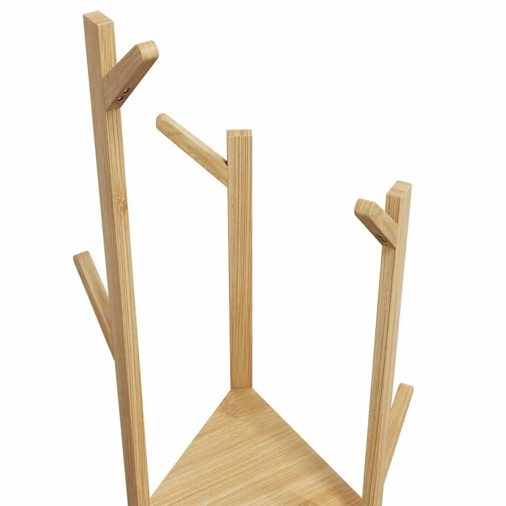 Coat Stand Bamboo Clothing Rack Entryway Hallway Storage 39 x 33 x 166 cm Brown
