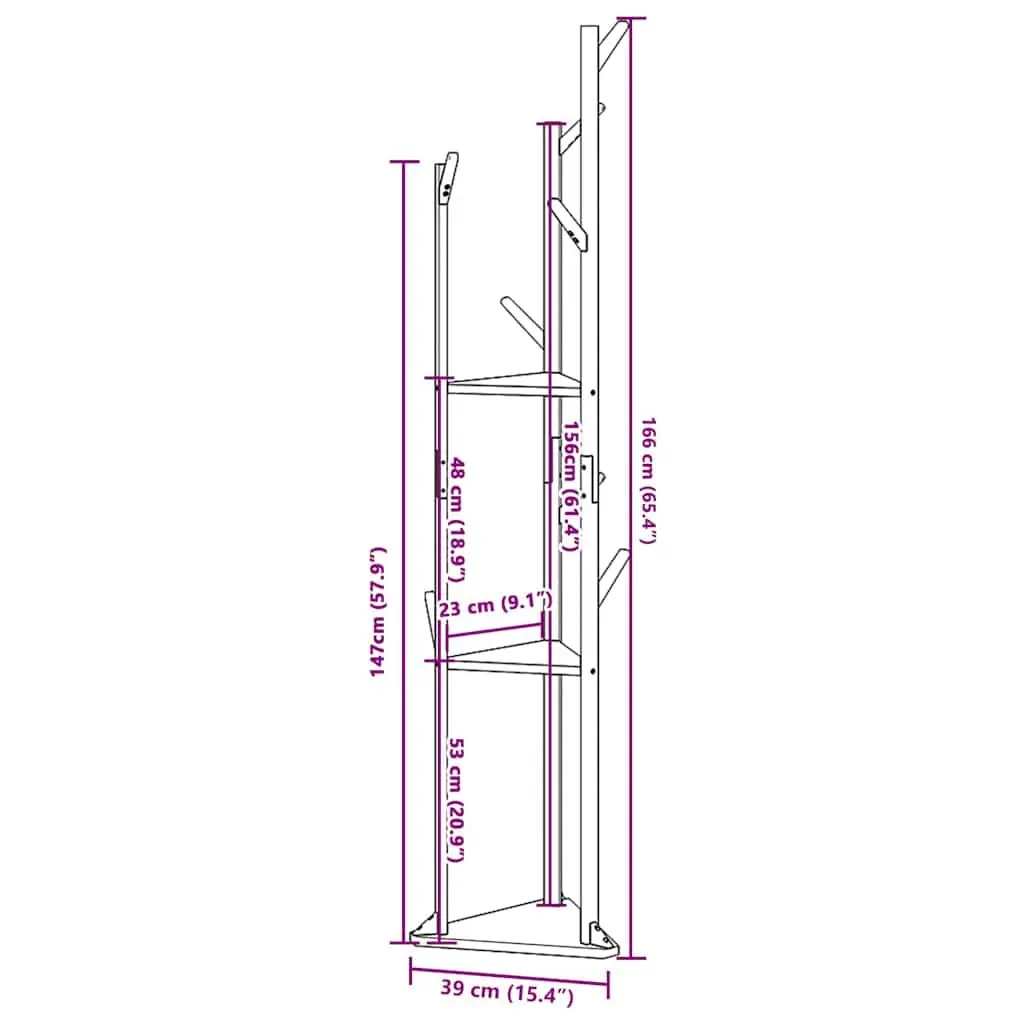 Coat Stand Bamboo Clothing Rack Entryway Hallway Storage 39 x 33 x 166 cm Brown