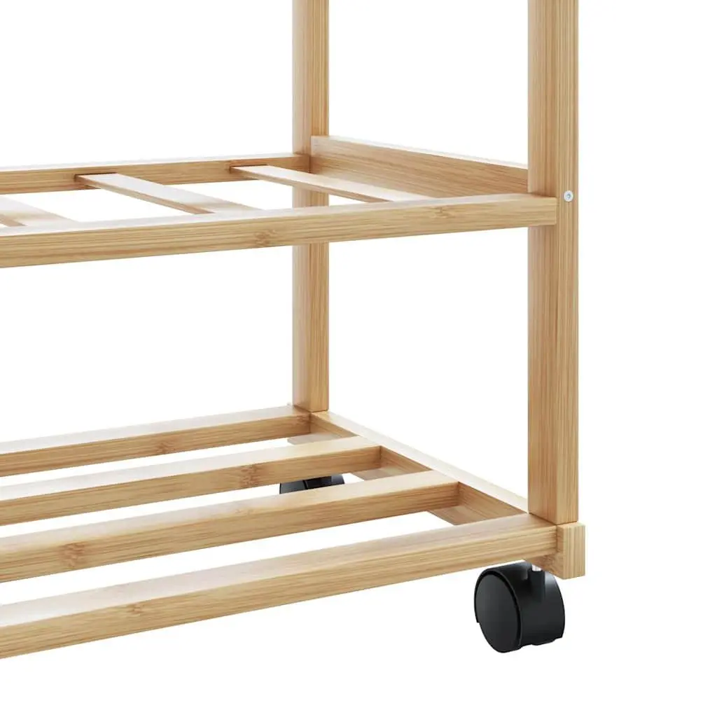 Bamboo Clothes Rack Garment Organiser with Shelves Wheels and Hooks Brown 100 x 38 x 175.5 cm