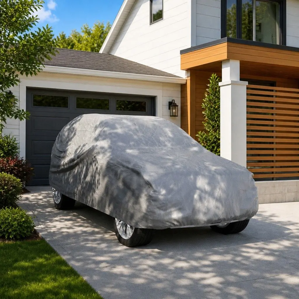SUV Car Cover M Size Grey Non-Woven Fabric Protection