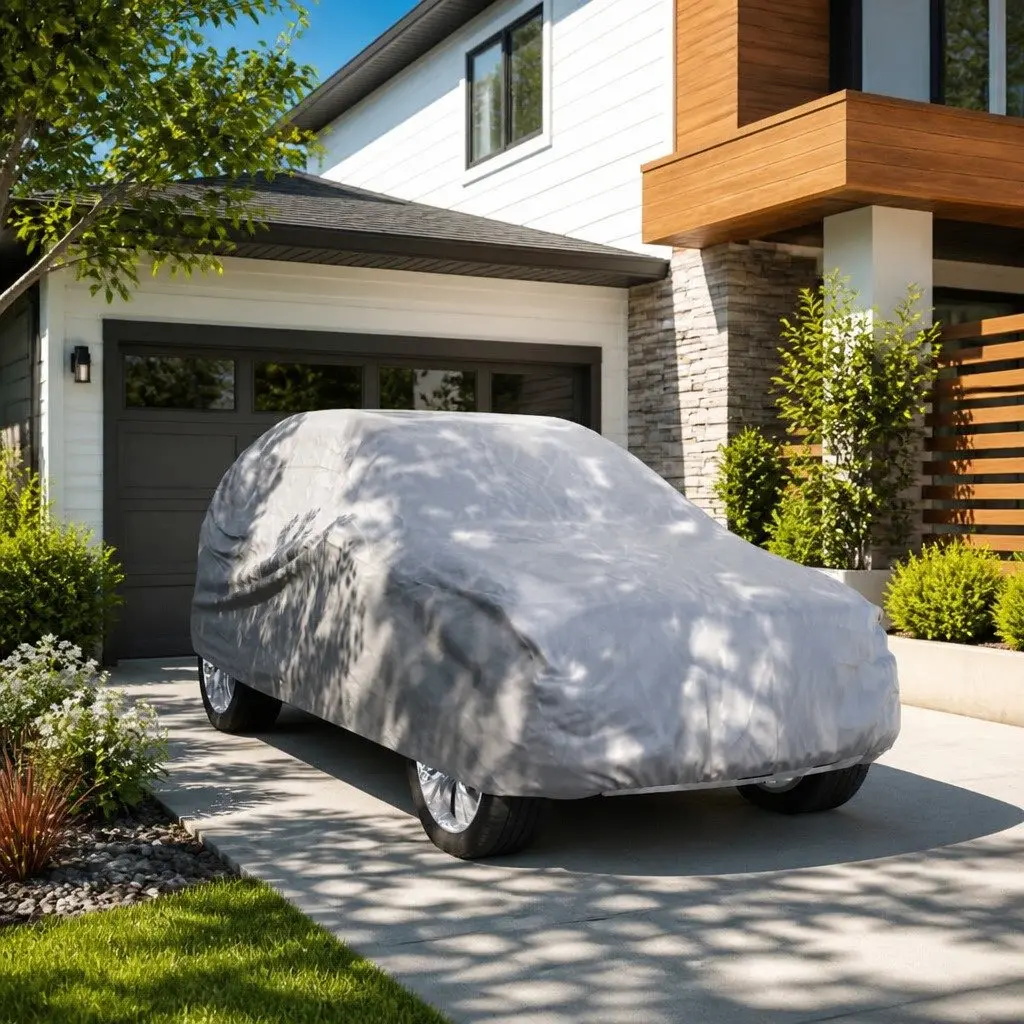 SUV Car Cover Grey L Non-Woven Fabric Breathable Windproof