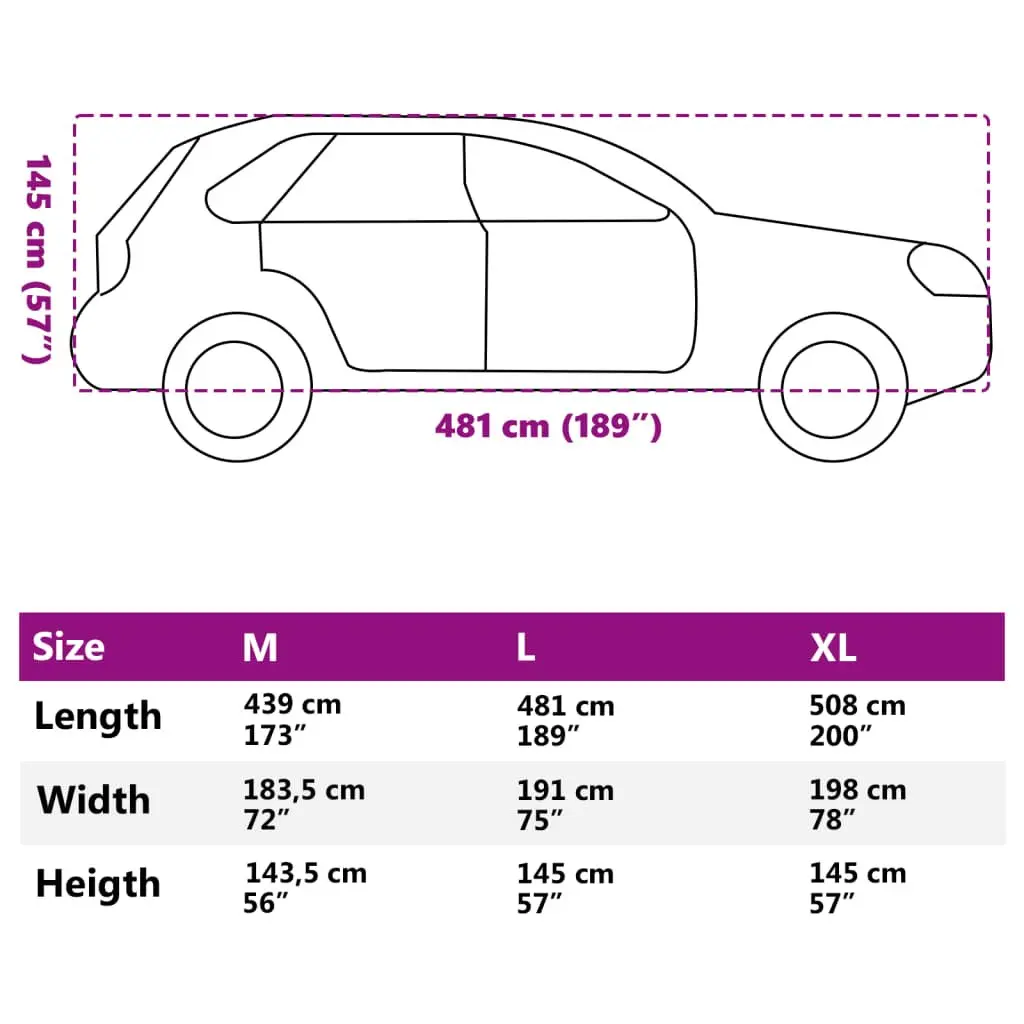 SUV Car Cover Grey L Non-Woven Fabric Breathable Windproof