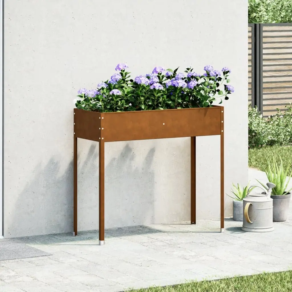 Garden Planter Box Outdoor Use 100.5 x 40.5 x 90 cm Brown Weathering Steel
